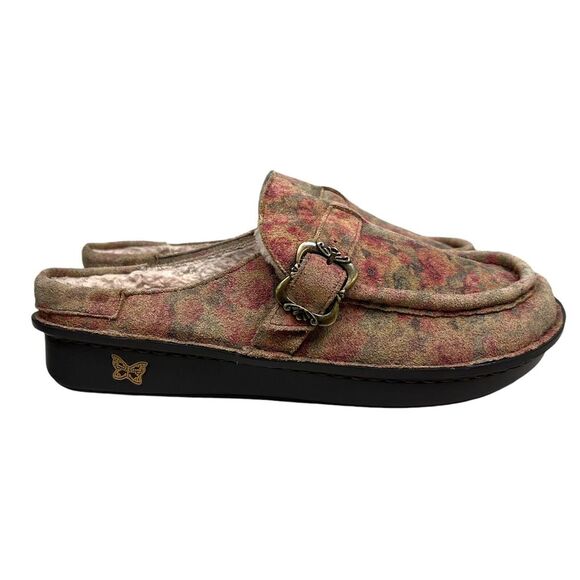 Alegria Womens Clog Mule Brigid Cognac & Roses Sherpa‎ Lined Buckle Size 10.5-11 - Picture 1 of 7